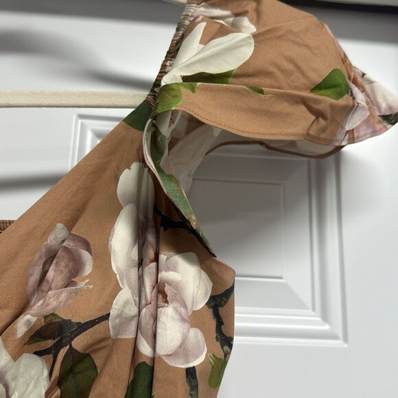 Express Brown Maxi Sundress Off the Shoulder Floral Size Small NWOT - Picture 6 of 7